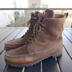 Cole Haan Country Brown Leather Nubuck Moc Toe Lace Up Boots Women Size 8 Narrow